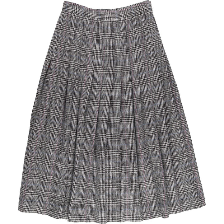 the Villager Glen Check Wool Long Pleated Skirt Made in USA Women's M size /eaa496738