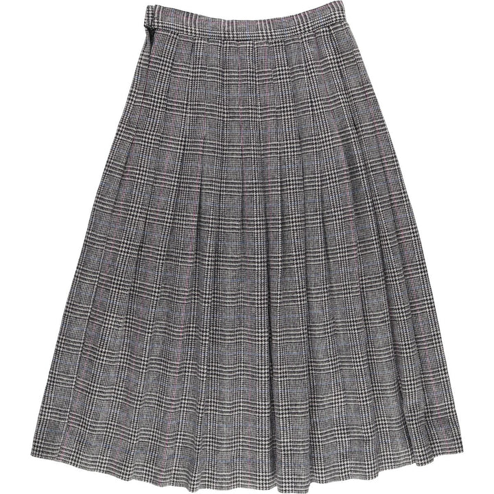 the Villager Glen Check Wool Long Pleated Skirt Made in USA Women's M size /eaa496738