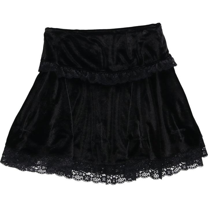 Ruffled velour flare mini skirt for women, size L / eaa496739