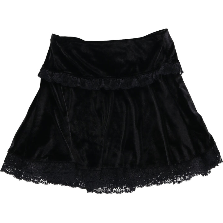 Ruffled velour flare mini skirt for women, size L / eaa496739