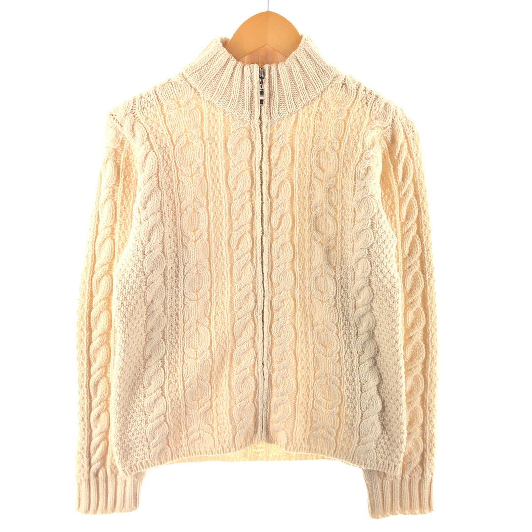 90'S ARANCRAFTS Fisherman Aran Knit Zip Sweater Made in Ireland Women's S Size Vintage /eaa496838