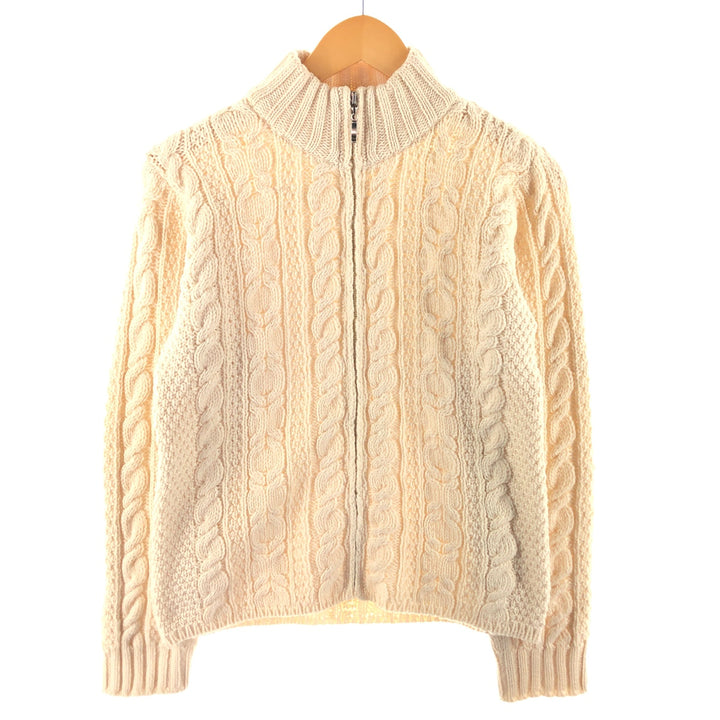 90'S ARANCRAFTS Fisherman Aran Knit Zip Sweater Made in Ireland Women's S Size Vintage /eaa496838