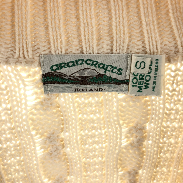 90'S ARANCRAFTS Fisherman Aran Knit Zip Sweater Made in Ireland Women's S Size Vintage /eaa496838