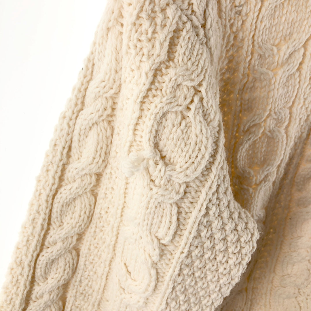 90'S ARANCRAFTS Fisherman Aran Knit Zip Sweater Made in Ireland Women's S Size Vintage /eaa496838