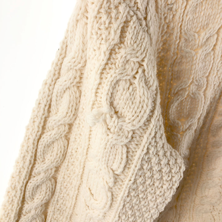 90'S ARANCRAFTS Fisherman Aran Knit Zip Sweater Made in Ireland Women's S Size Vintage /eaa496838