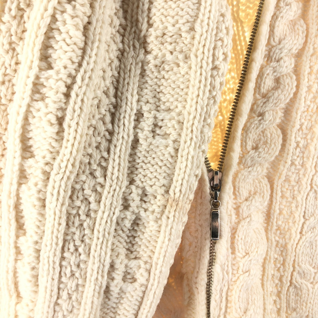 90'S ARANCRAFTS Fisherman Aran Knit Zip Sweater Made in Ireland Women's S Size Vintage /eaa496838