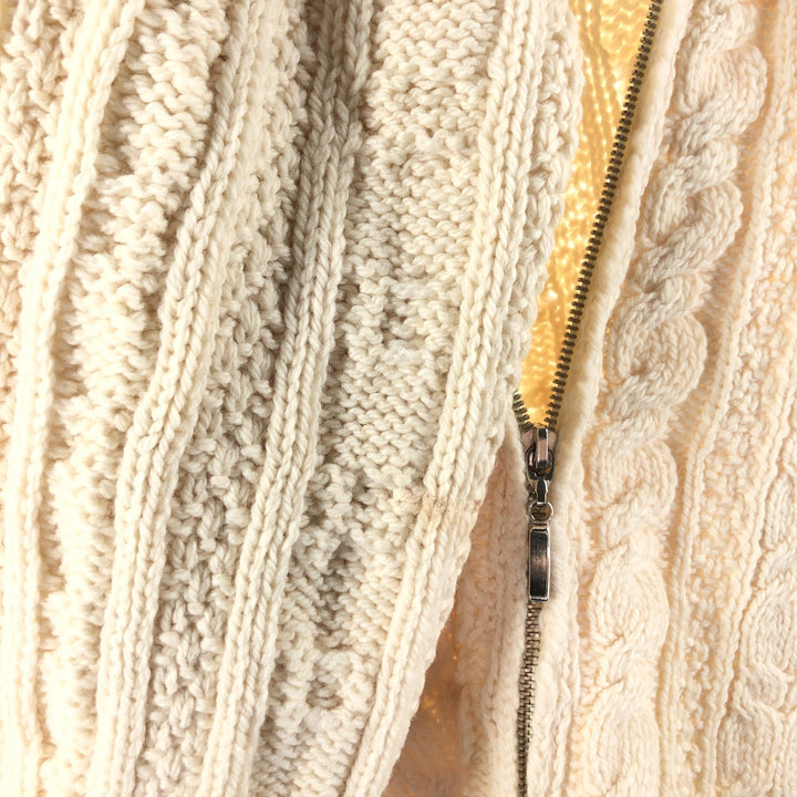 90'S ARANCRAFTS Fisherman Aran Knit Zip Sweater Made in Ireland Women's S Size Vintage /eaa496838