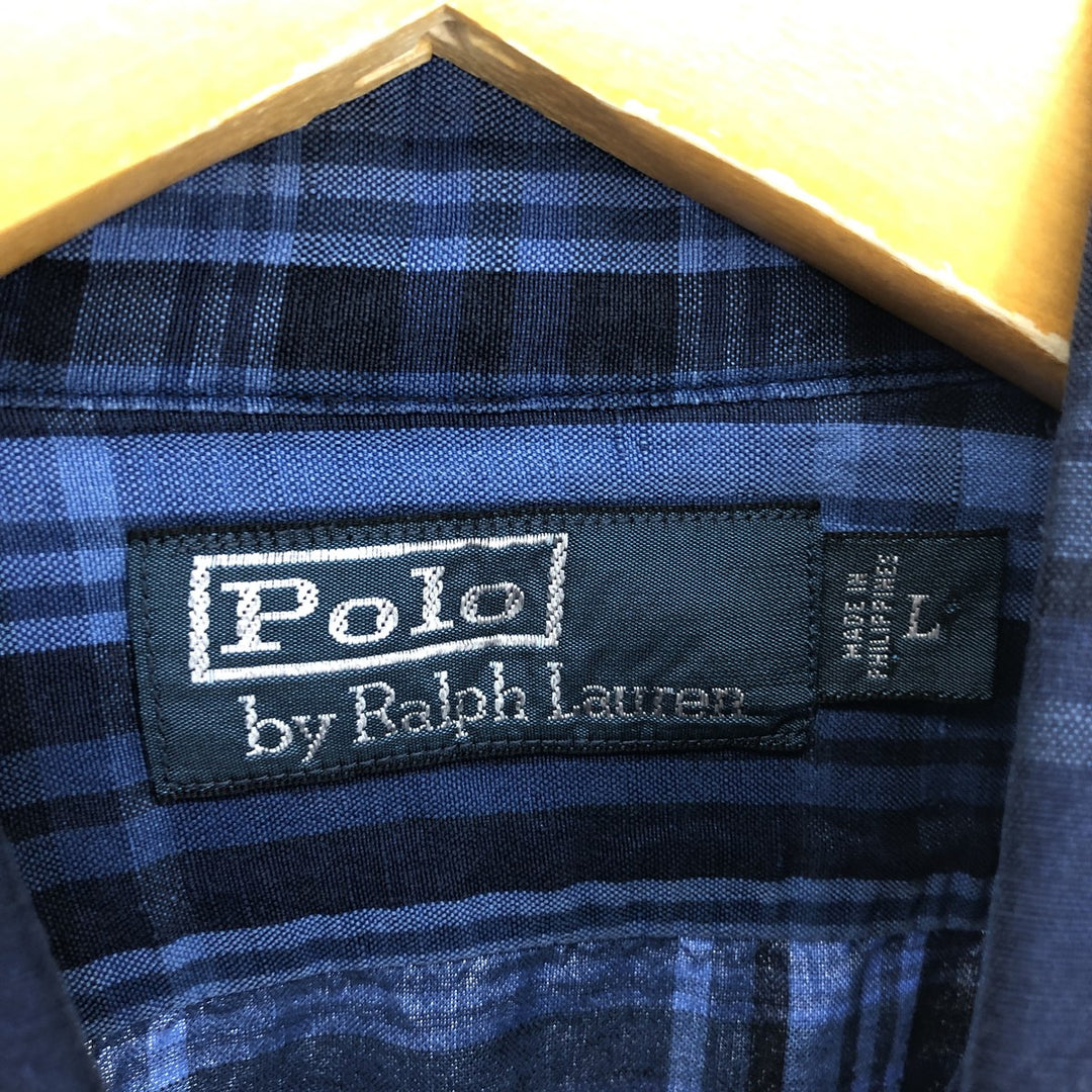 Ralph Lauren POLO by Ralph Lauren Check Pattern Long Sleeve Silk x Linen Shirt Men's L / eaa496849