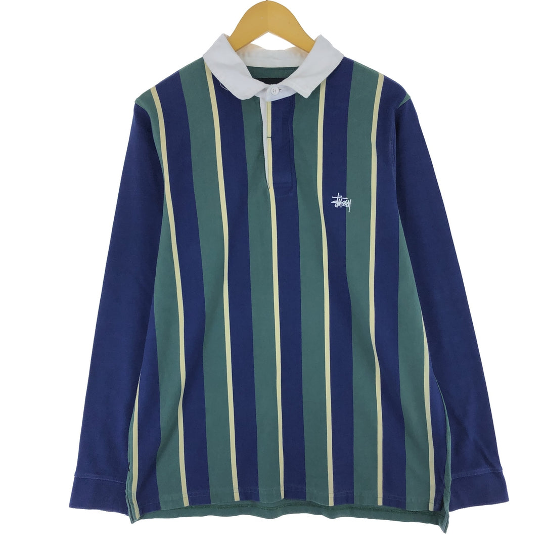 STUSSY Stripe Pattern Long Sleeve Rugby Shirt Men's L size / eaa497097