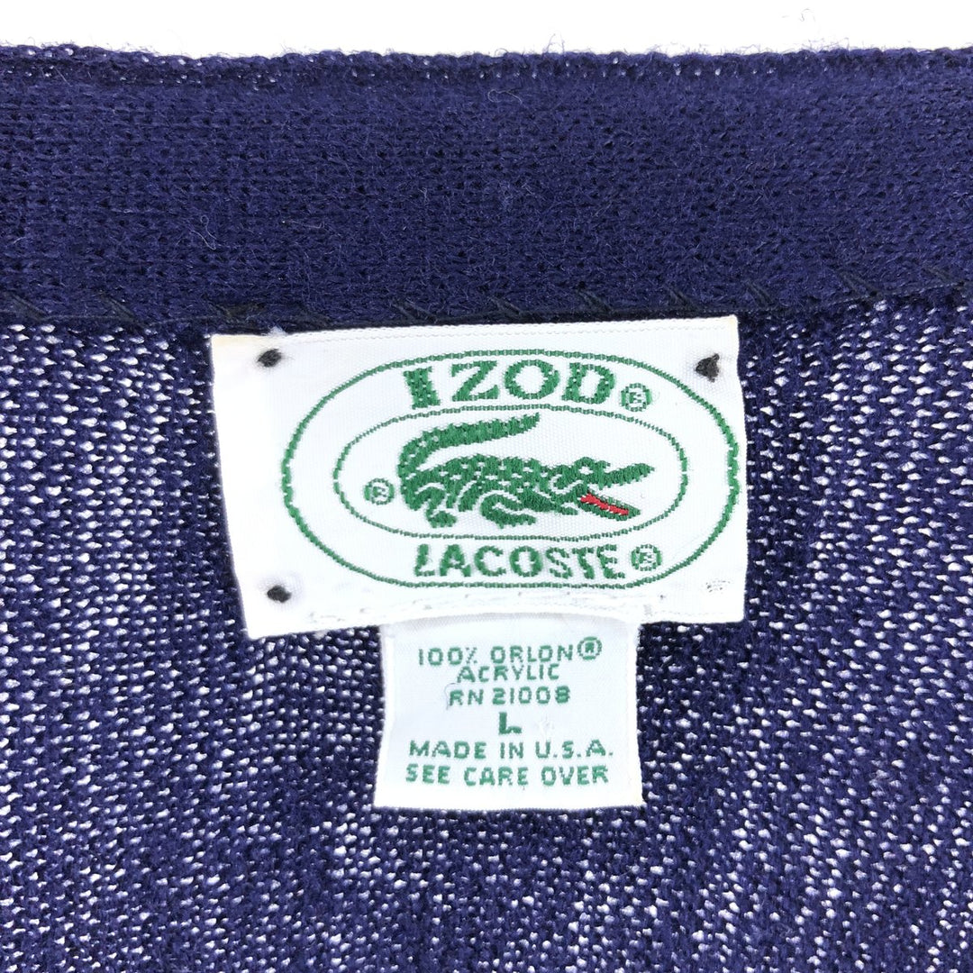 80s-90'S Lacoste IZOD Acrylic Knit Cardigan Made in USA Men's L Size Vintage /eaa497182