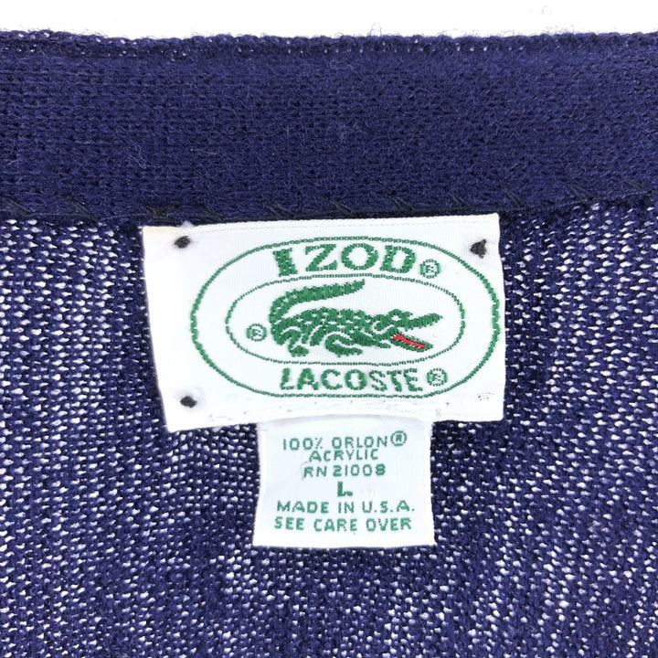 80s-90'S Lacoste IZOD Acrylic Knit Cardigan Made in USA Men's L Size Vintage /eaa497182