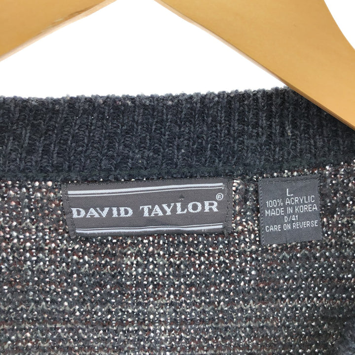 DAVID TAYLOR Check Pattern Acrylic Knit Cardigan Men's L size /eaa497330