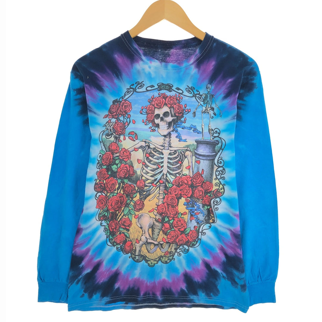 Liquid Blue GRATEFUL DEAD Tie-dye Pattern Long Tee Band T-shirt Band Tee Men's M size /eaa497358