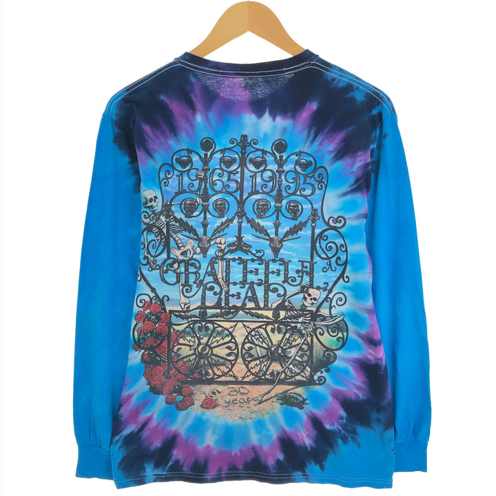 Liquid Blue GRATEFUL DEAD Tie-dye Pattern Long Tee Band T-shirt Band Tee Men's M size /eaa497358