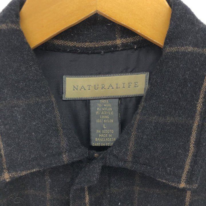 NATURALIFE Check Pattern Wool Shirt Men's Size L /eaa497395