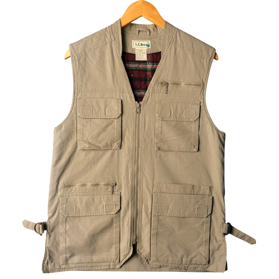 Vintage 90'S LLBean padded safari vest, size M, women's cotton Khaki type Vintage Second Hand