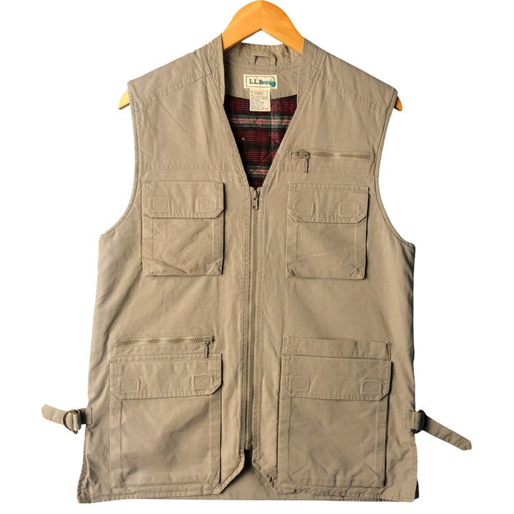 Vintage 90'S LLBean padded safari vest, size M, women's cotton Khaki type Vintage Second Hand