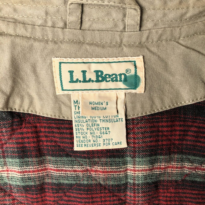 Vintage 90'S LLBean padded safari vest, size M, women's cotton Khaki type Vintage Second Hand