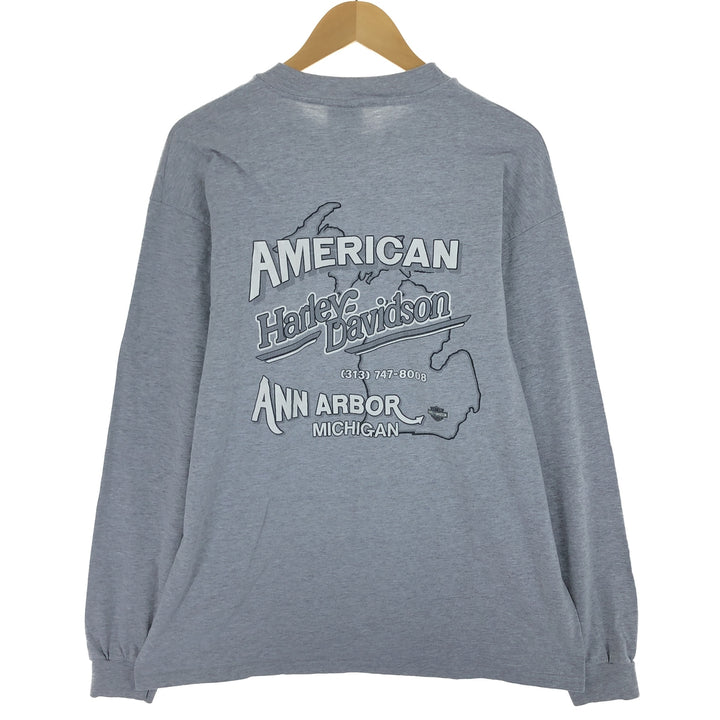 Harley-Davidson Long Sleeve T-Shirt Made in USA Men's XL cotton gray type Vintage Second Hand