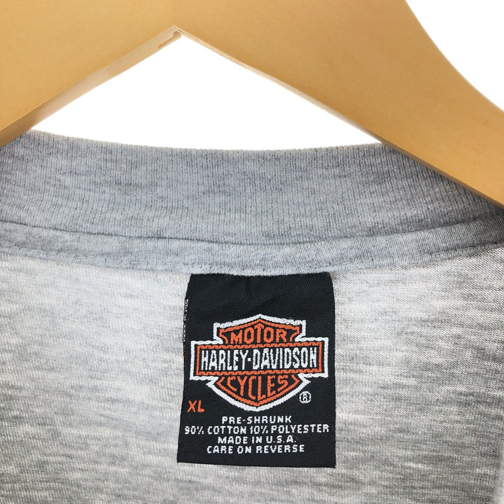 Harley-Davidson Long Sleeve T-Shirt Made in USA Men's XL cotton gray type Vintage Second Hand