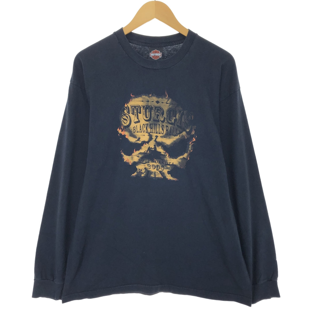 00'S Harley-Davidson Long Sleeve T-Shirt, Men's XL Size unclear black type Vintage Second Hand