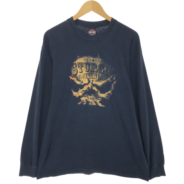 00'S Harley-Davidson Long Sleeve T-Shirt, Men's XL Size unclear black type Vintage Second Hand