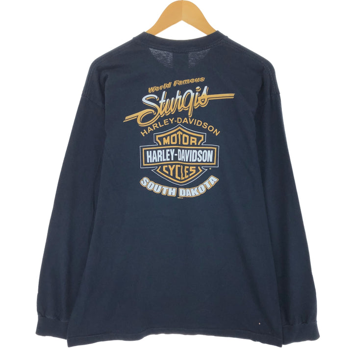 00'S Harley-Davidson Long Sleeve T-Shirt, Men's XL Size unclear black type Vintage Second Hand