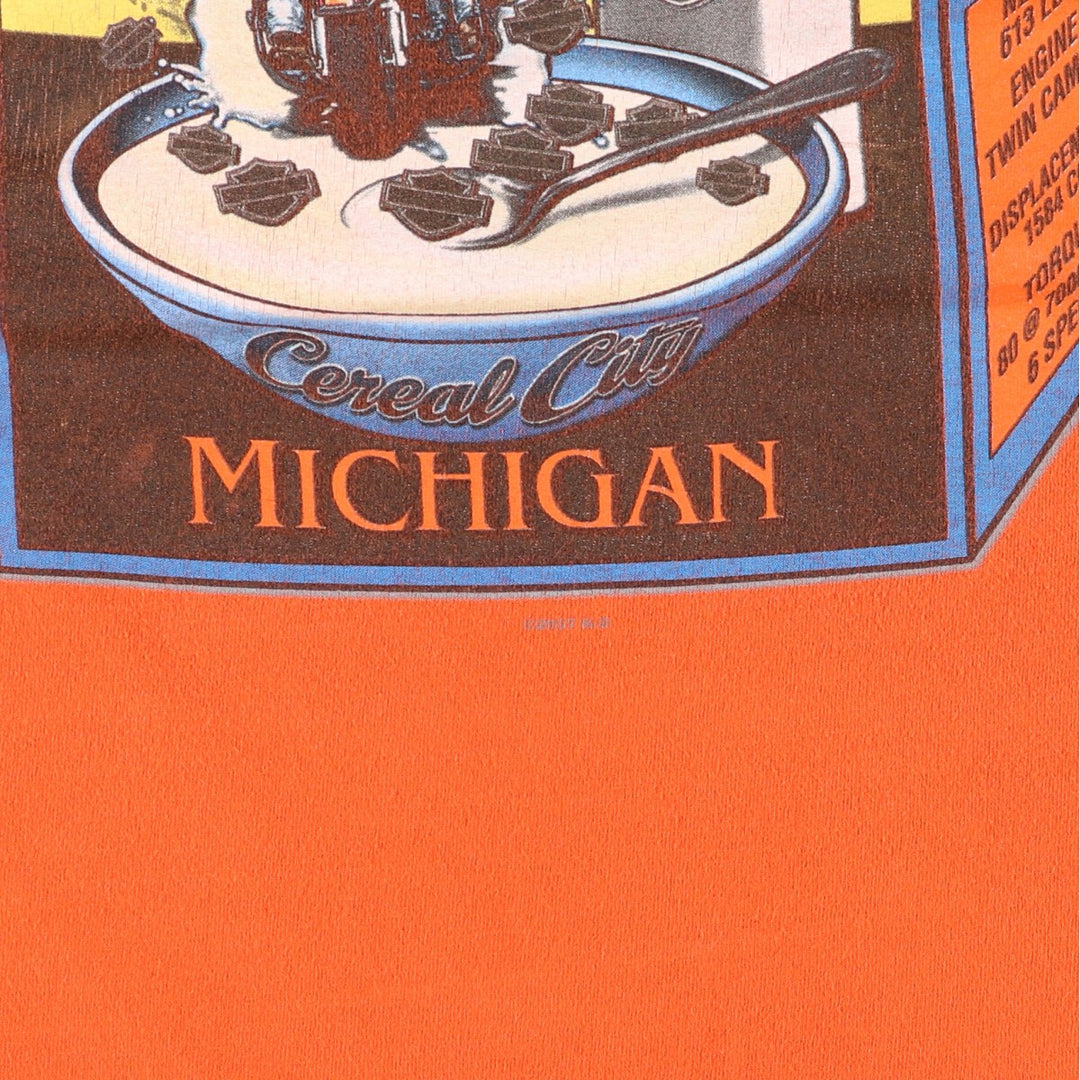 00'S Harley-Davidson Long Sleeve T-Shirt Made in USA Men's XL cotton orange type Vintage Second Hand