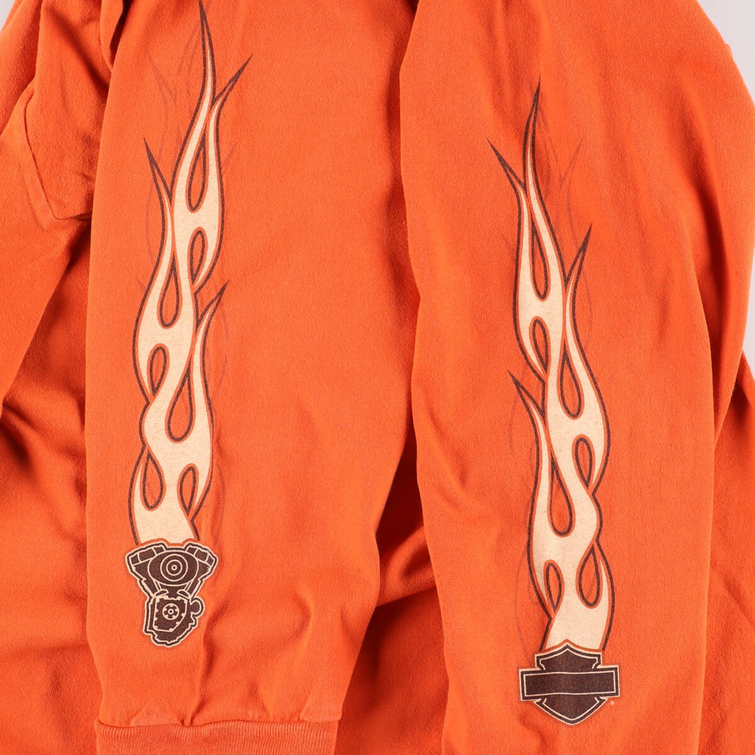 00'S Harley-Davidson Long Sleeve T-Shirt Made in USA Men's XL cotton orange type Vintage Second Hand