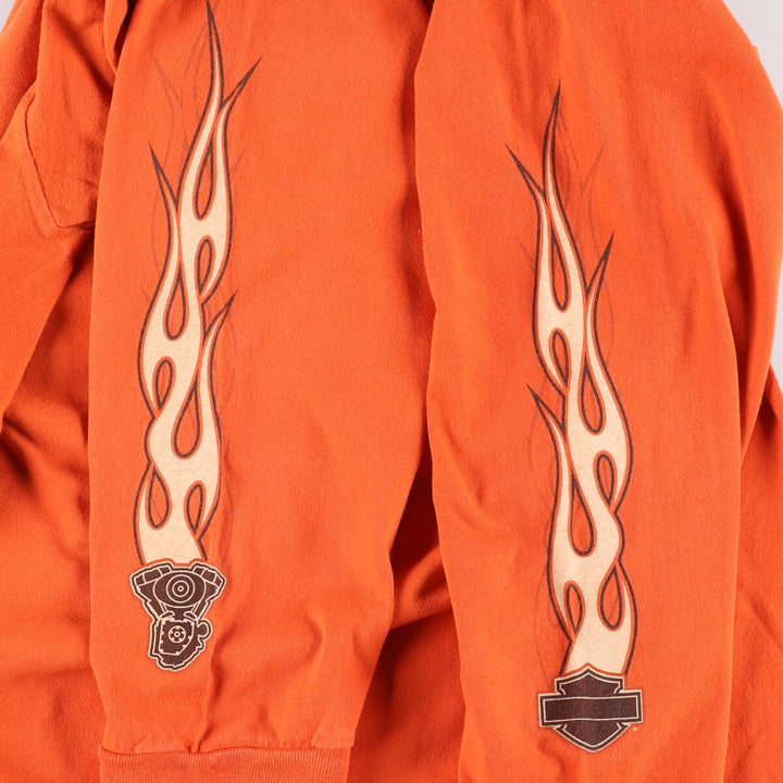 00'S Harley-Davidson Long Sleeve T-Shirt Made in USA Men's XL cotton orange type Vintage Second Hand