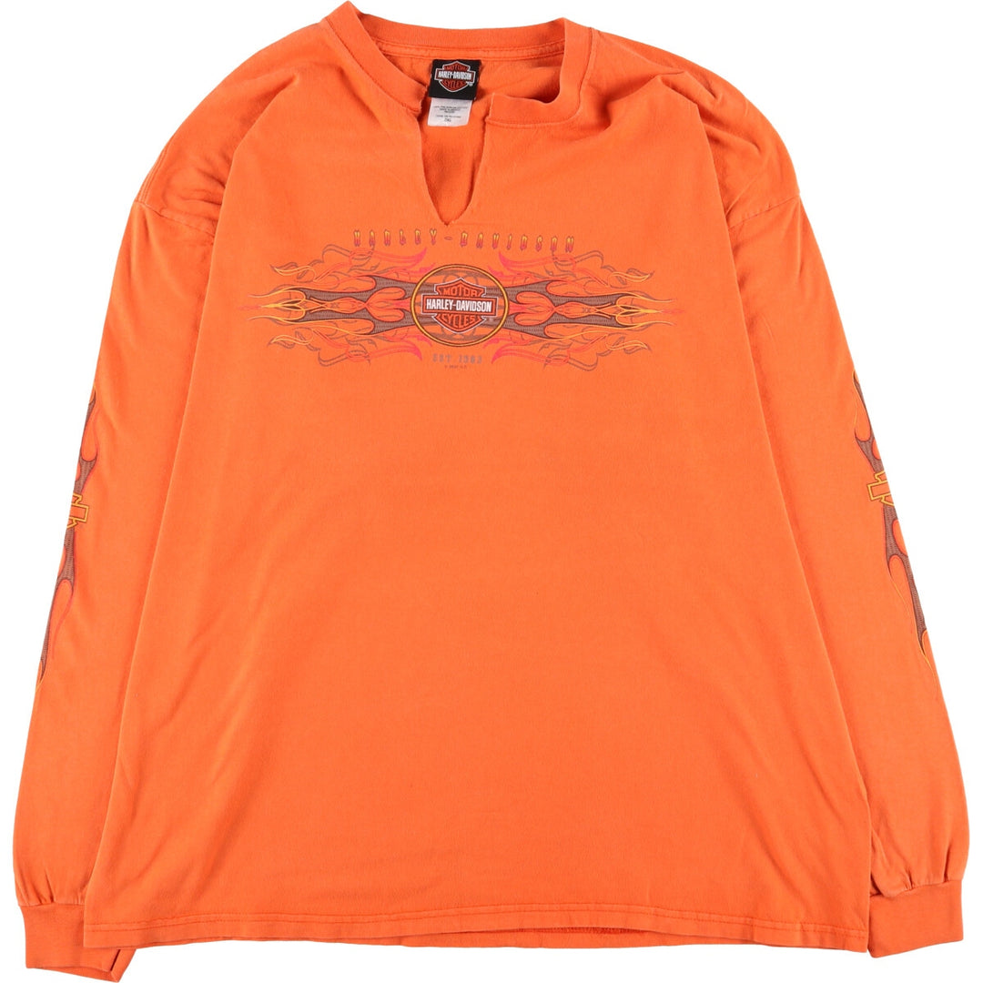 00'S Harley-Davidson Long Sleeve T-Shirt, Men's XXL cotton orange type Vintage Second Hand