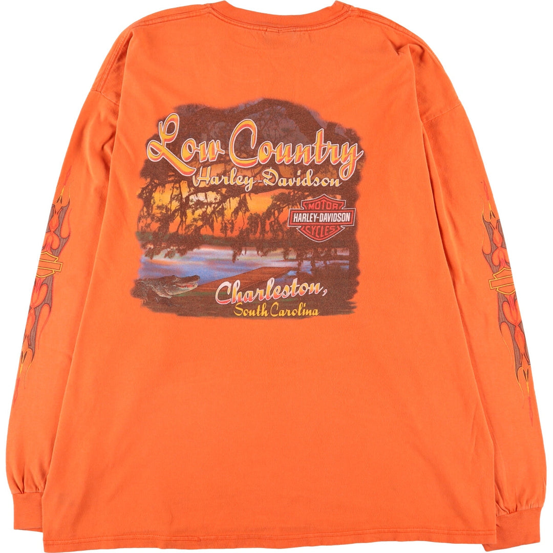 00'S Harley-Davidson Long Sleeve T-Shirt, Men's XXL cotton orange type Vintage Second Hand