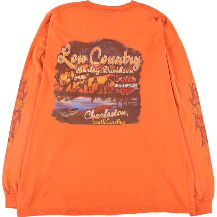 00'S Harley-Davidson Long Sleeve T-Shirt, Men's XXL cotton orange type Vintage Second Hand