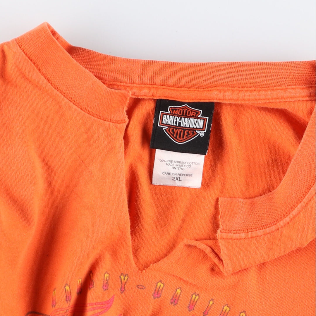 00'S Harley-Davidson Long Sleeve T-Shirt, Men's XXL cotton orange type Vintage Second Hand