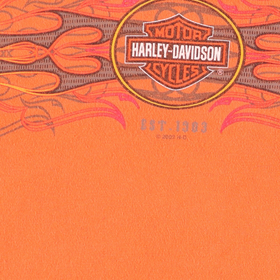 00'S Harley-Davidson Long Sleeve T-Shirt, Men's XXL cotton orange type Vintage Second Hand