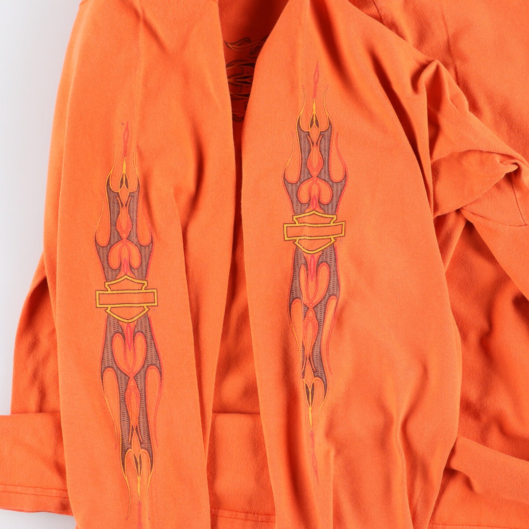 00'S Harley-Davidson Long Sleeve T-Shirt, Men's XXL cotton orange type Vintage Second Hand