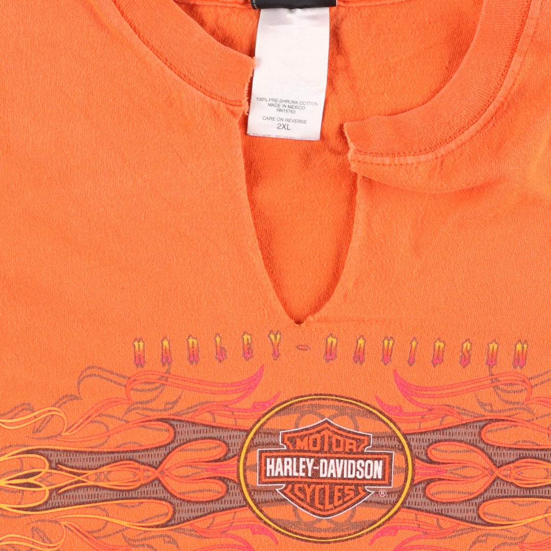 00'S Harley-Davidson Long Sleeve T-Shirt, Men's XXL cotton orange type Vintage Second Hand