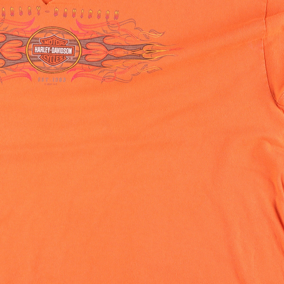 00'S Harley-Davidson Long Sleeve T-Shirt, Men's XXL cotton orange type Vintage Second Hand