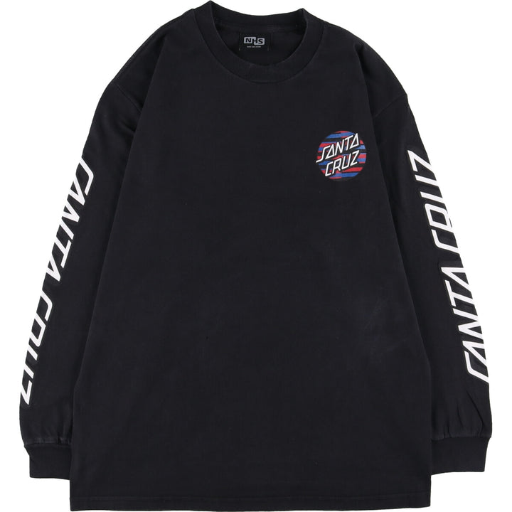 NHS SANTA CRUZ Back Print Santa Cruz Long Sleeve T-Shirt, Men's Size Medium unclear black type Vintage Second Hand