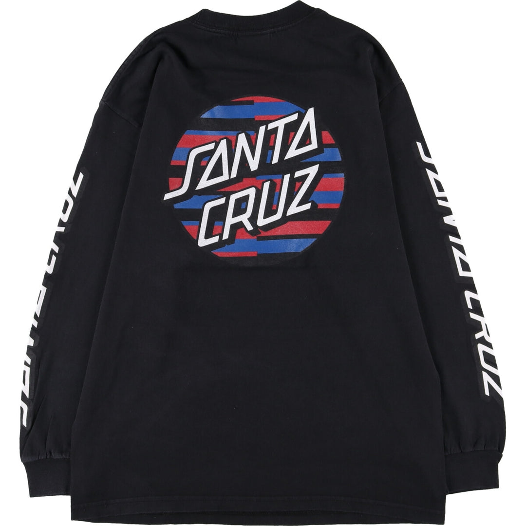 NHS SANTA CRUZ Back Print Santa Cruz Long Sleeve T-Shirt, Men's Size Medium unclear black type Vintage Second Hand