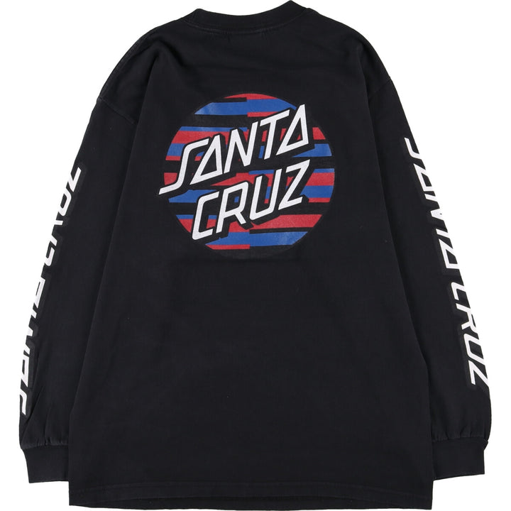 NHS SANTA CRUZ Back Print Santa Cruz Long Sleeve T-Shirt, Men's Size Medium unclear black type Vintage Second Hand