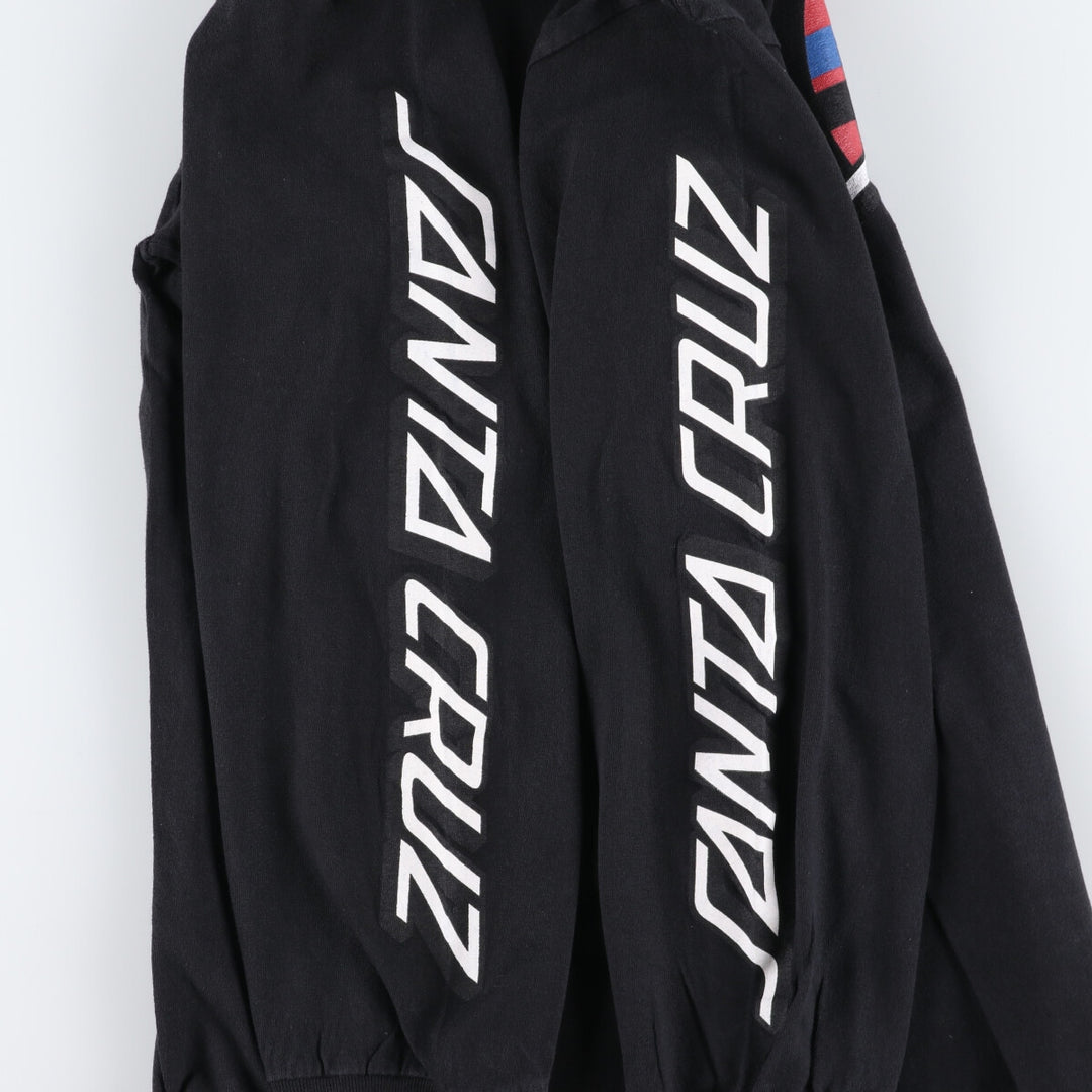NHS SANTA CRUZ Back Print Santa Cruz Long Sleeve T-Shirt, Men's Size Medium unclear black type Vintage Second Hand