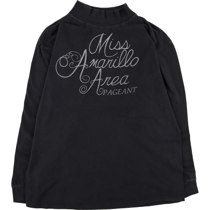 Murina High Neck Long T-Shirt, Made in USA, Men's Size L cotton black type Vintage Second Hand