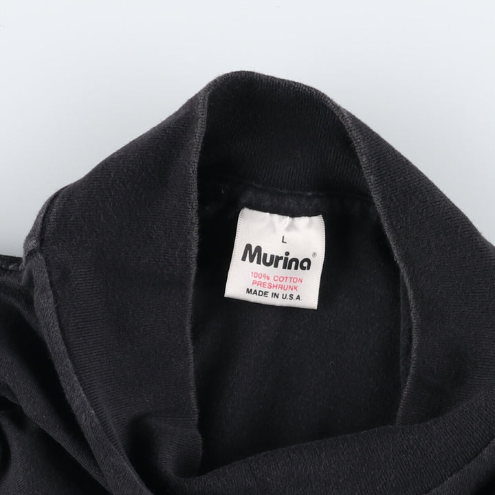 Murina High Neck Long T-Shirt, Made in USA, Men's Size L cotton black type Vintage Second Hand