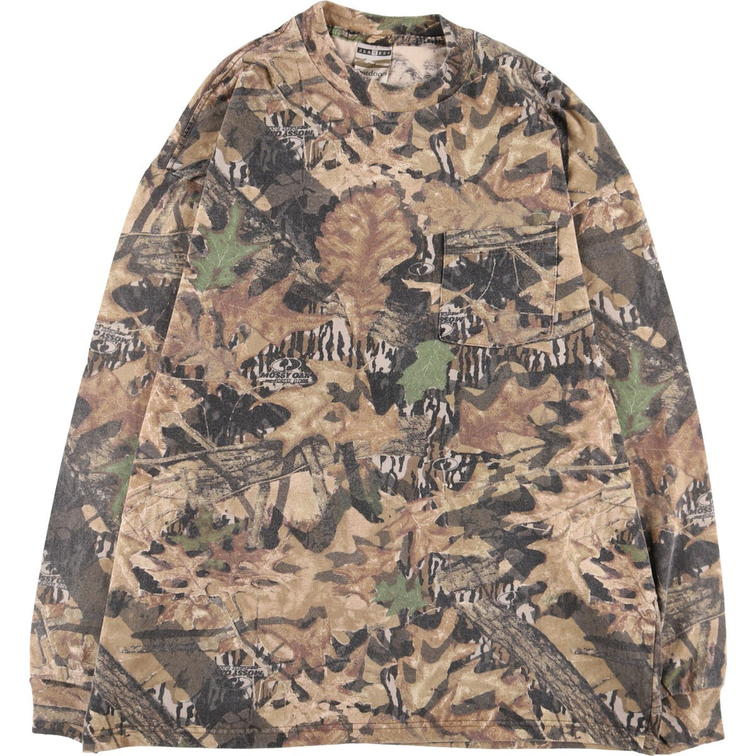 Jerzees Realtree Camo Long Sleeve T-Shirt, Men's XL cotton Khaki type Vintage Second Hand