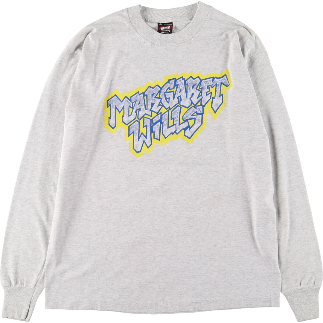 90'S Fruit of the Loom Long Sleeve T-Shirt, Made in USA, Men's Size L, Vintage cotton gray type Vintage Second Hand