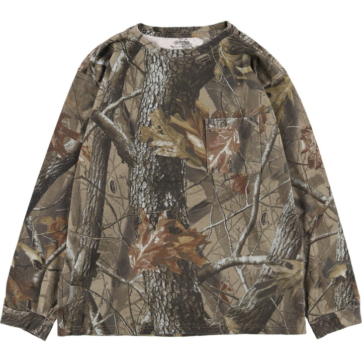 Oversized Outfitters Ridge Realtree Camo Long Sleeve T-Shirt, Men's XXXL Size, Crew Neck cotton Khaki type Vintage Second Hand
