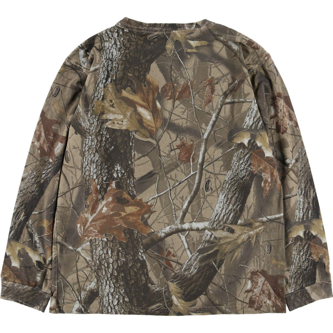 Oversized Outfitters Ridge Realtree Camo Long Sleeve T-Shirt, Men's XXXL Size, Crew Neck cotton Khaki type Vintage Second Hand