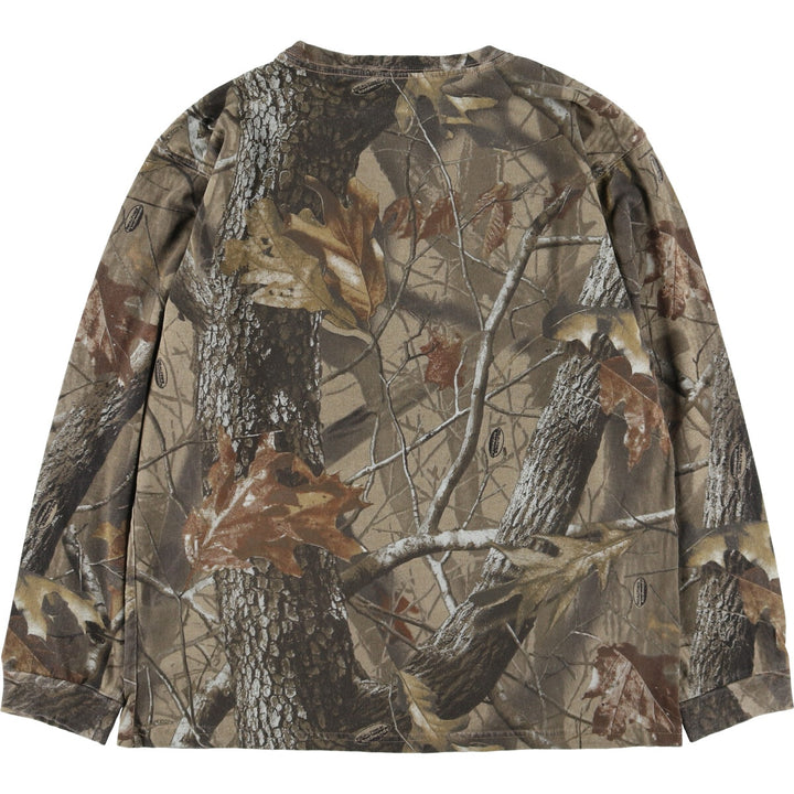 Oversized Outfitters Ridge Realtree Camo Long Sleeve T-Shirt, Men's XXXL Size, Crew Neck cotton Khaki type Vintage Second Hand