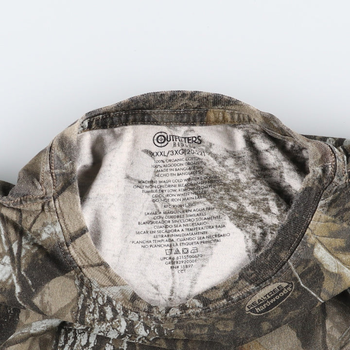 Oversized Outfitters Ridge Realtree Camo Long Sleeve T-Shirt, Men's XXXL Size, Crew Neck cotton Khaki type Vintage Second Hand